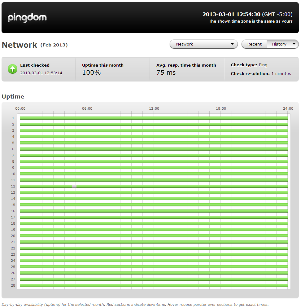 100% Network Uptime - February Report