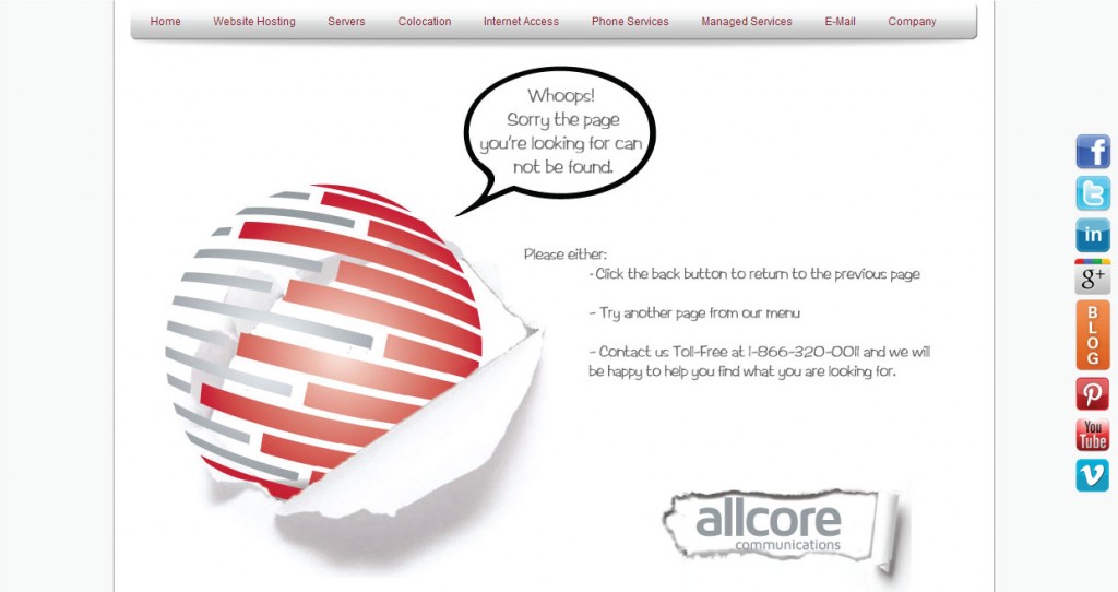 AllCores 404 custom error page