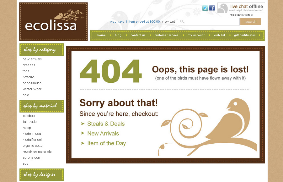 Ecolissa custom 404 page
