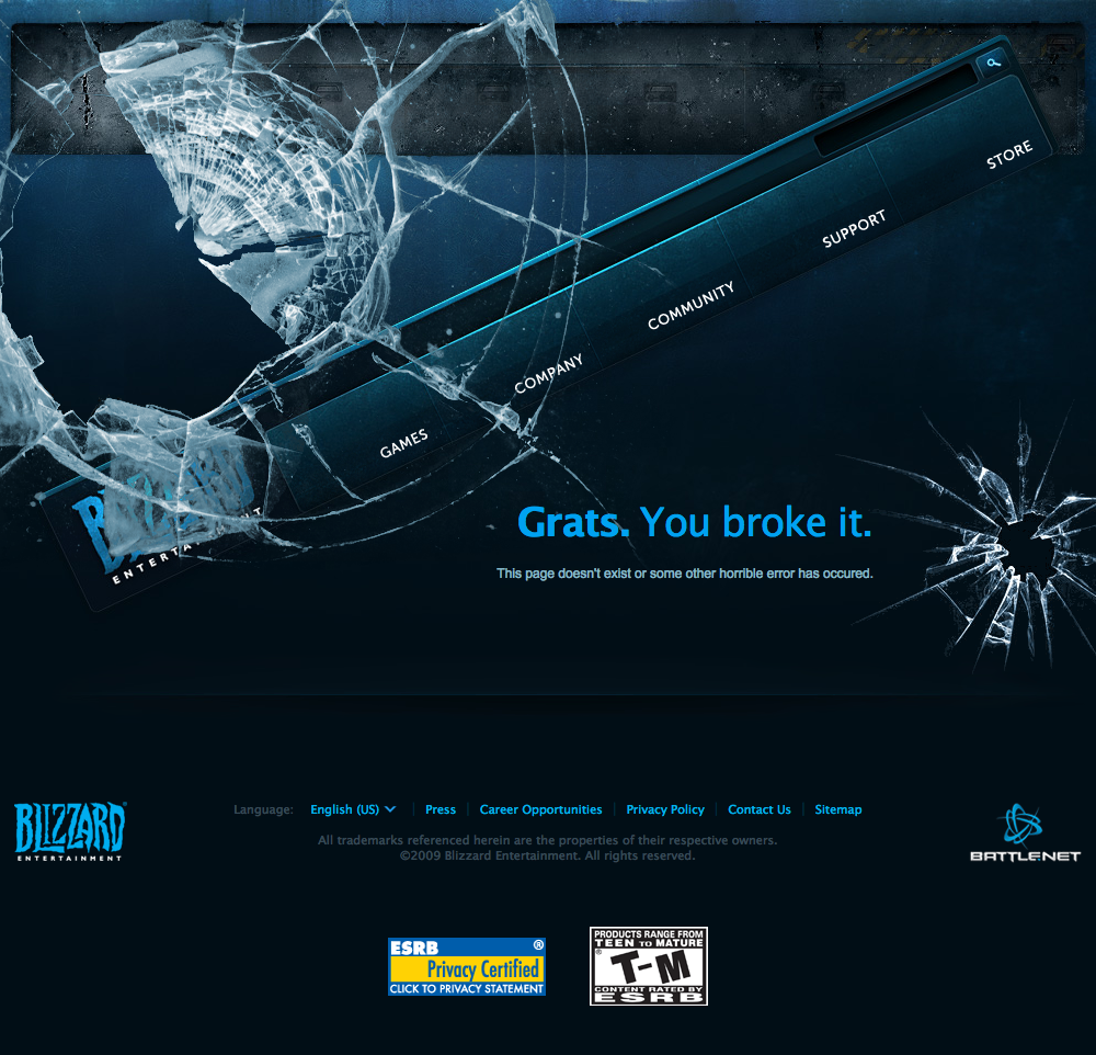 Blizzard Entertainment 404 custom error page