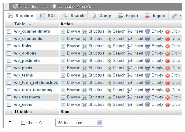 Export database