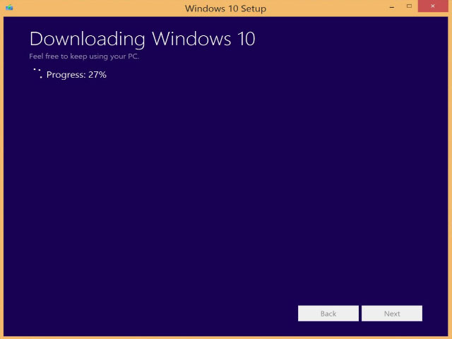 Install Windows 10 progress