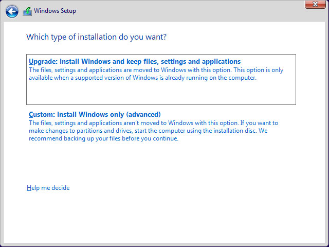Install Windows 10 type