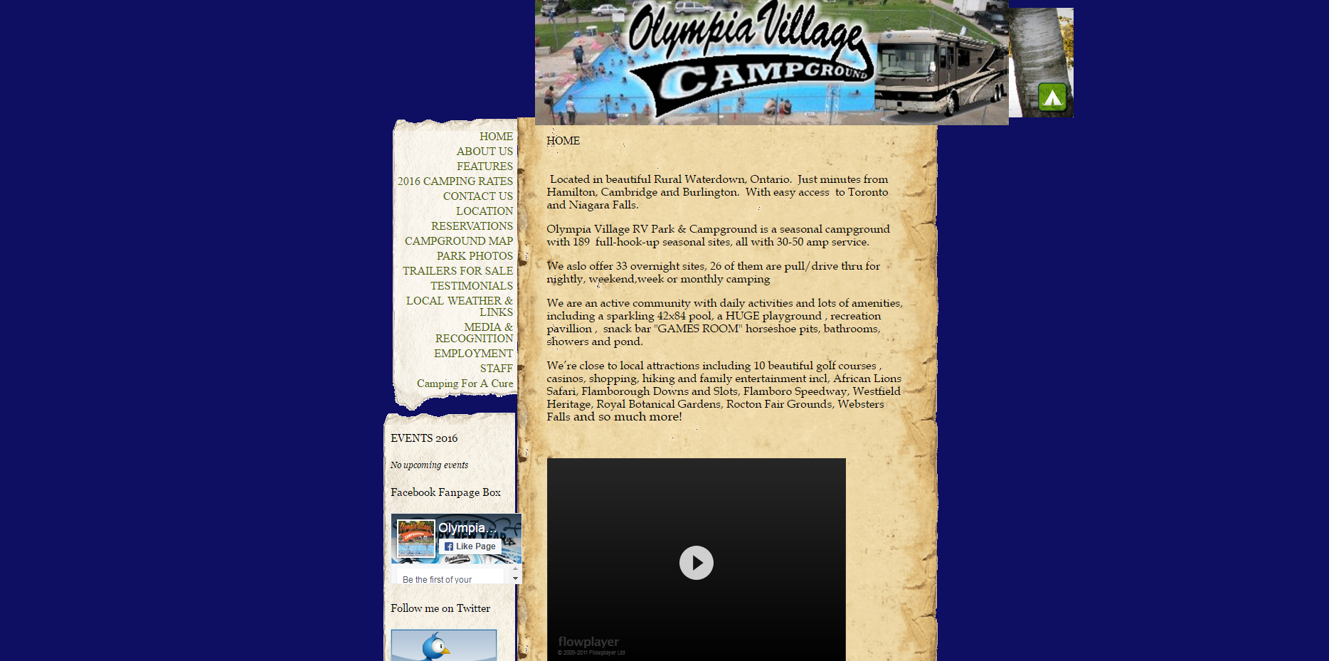 Campground website screen shot